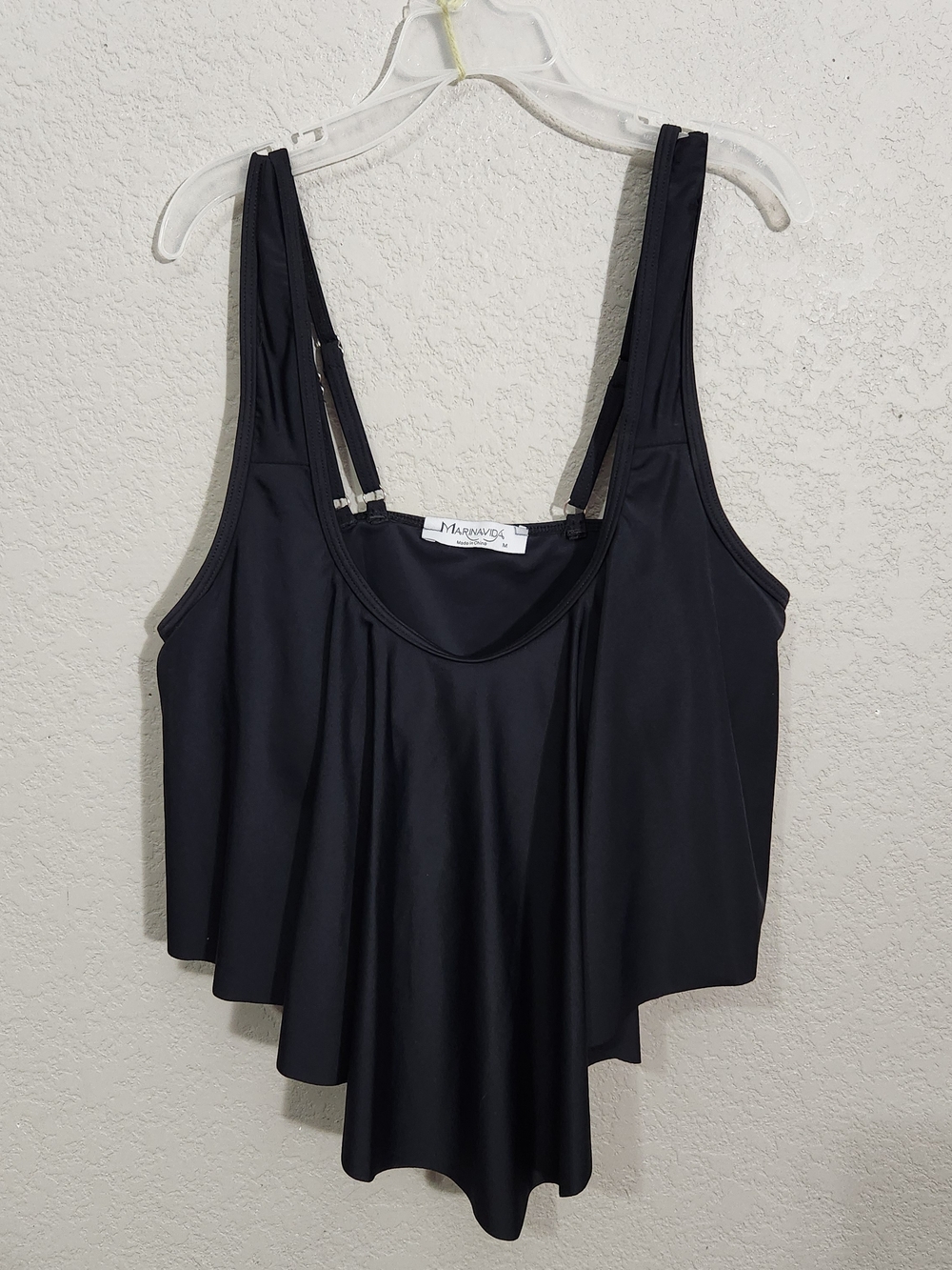 Marinova Black Flounce Swim Top Chic Ruffle Bikini Tank
